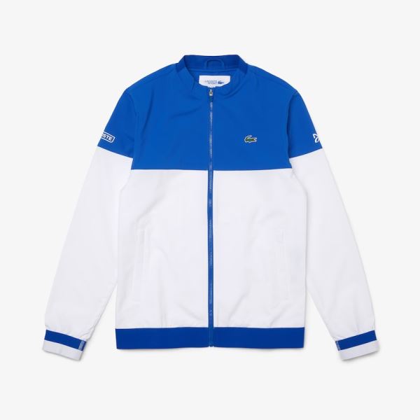 Lacoste SPORT x Novak Djokovic Colorblock Zip Jacket Pánské - Bunda Bílé / Blankyt | CZ-9N1E2j